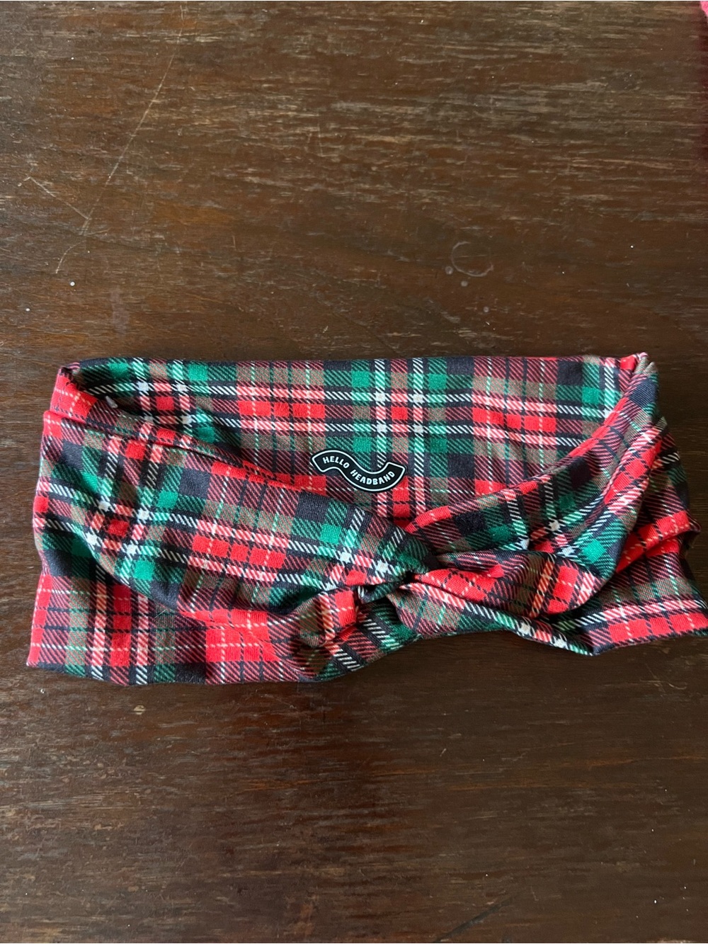 Christmas Hello Headband red and green tartan